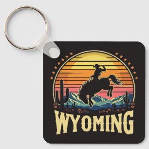 Retro Wyoming Cowboy Nyckelring