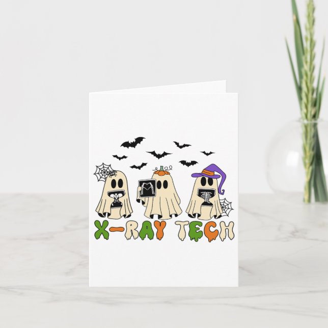 Retro X-ray Tech Halloween Ghost Radiology Ghost R Kort (Framsida)