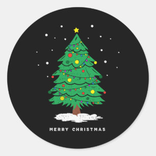 Retro Xmas Glada Jul Gran Ljus Runt Klistermärke
