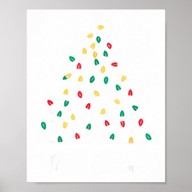 Retro Xmas Merry Christmas Tree Lights  Poster (Framsidan)