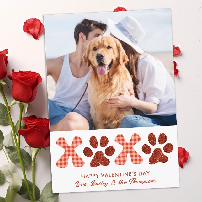 Retro XOXO Cute Puppy Hund Photo Valentines day Julkort (Skapare uppladdad)