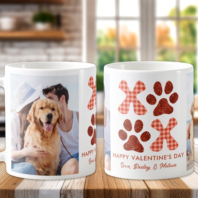 Retro XOXO Cute Puppy Hund Photo Valentines day Kaffemugg (Skapare uppladdad)