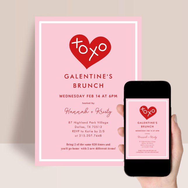 Retro XOXO Galentine's Day Brunch Inbjudningar (Skapare uppladdad)