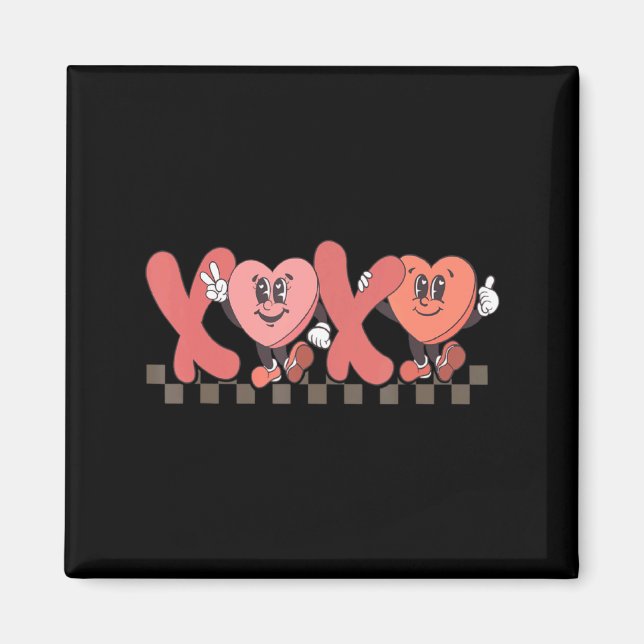 Retro Xoxo Happy Valentines Day Groovy Heart Coup  Magnet (Framsidan)
