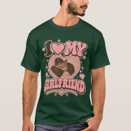 Retro Y2K "I Love My Girlfriend" Custom Heart Phot T Shirt