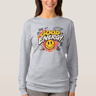 Retro Y2K Streetwear Bra Energi Leende Ansikte Gra T Shirt