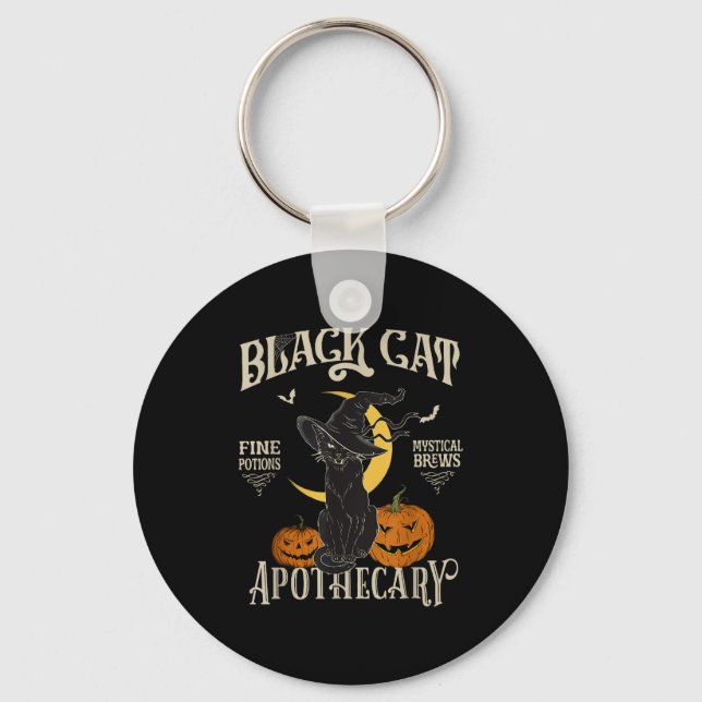 Retro Y Halloween Costume Black Cat M Athecary  Nyckelring (Framsida)