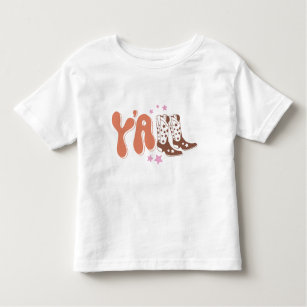 Retro "Y'all" Småbarn T-Shirt med Boot Design
