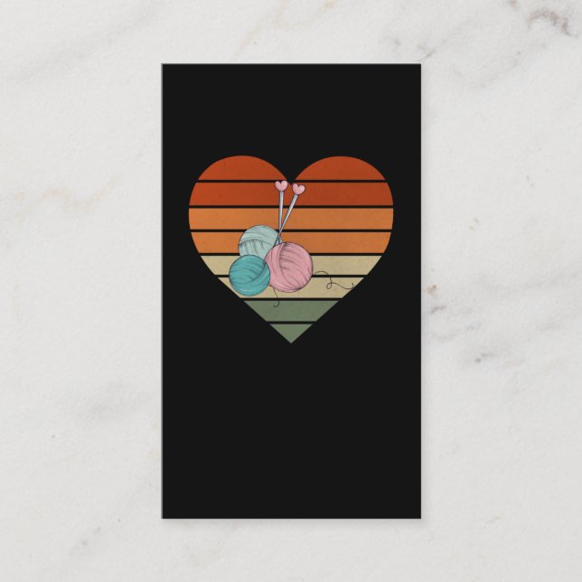 Retro Yarn Älskare Knitter Craiting Crocheter Visitkort (Framsida)