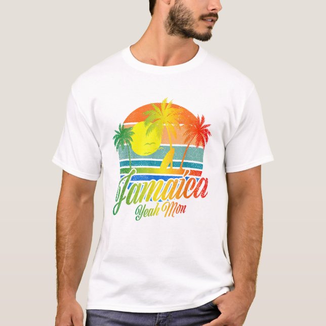 Retro Yeah Mon Jamaica Summer T Shirt (Framsida)