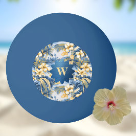 Retro Yellow Blue Floral n Tropical Palms Initial  Pingisboll