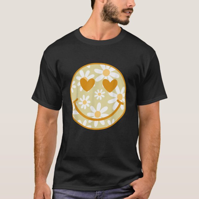 Retro Yellow Happy Face Checkered Pattern Smile Fa T Shirt (Framsida)