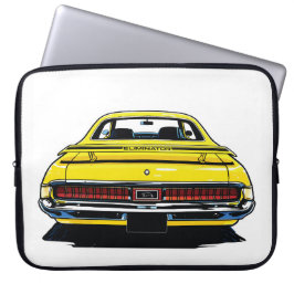 Retro Yellow Muscle Car Rear Pop Art Illustration Laptop Fodral