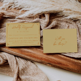 Retro Yellow Orange Hand Written Drawn Wedding OSA Kort