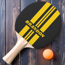 Retro Yellowjacket Dubbel Rallyrand med namn Pingisracket