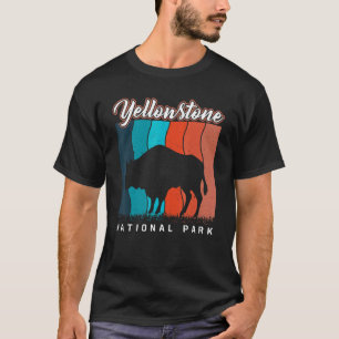 Retro Yellowstone National Park US Bison Buffalo V T Shirt