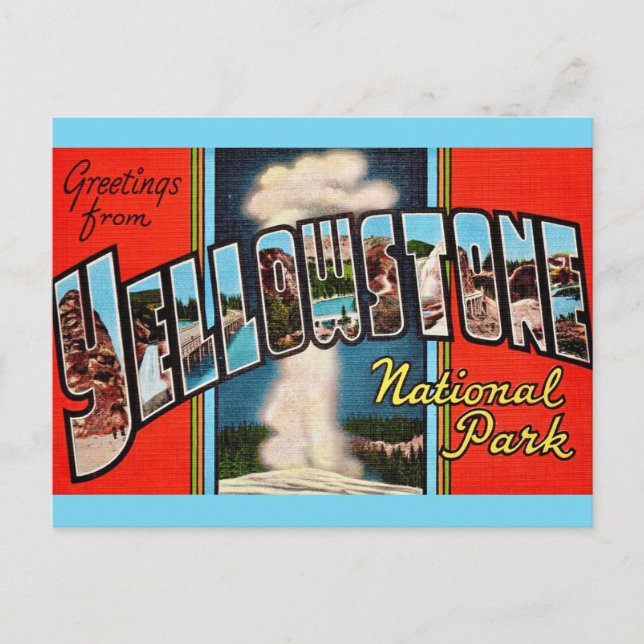 Retro Yellowstone National Park vykort (Framsida)