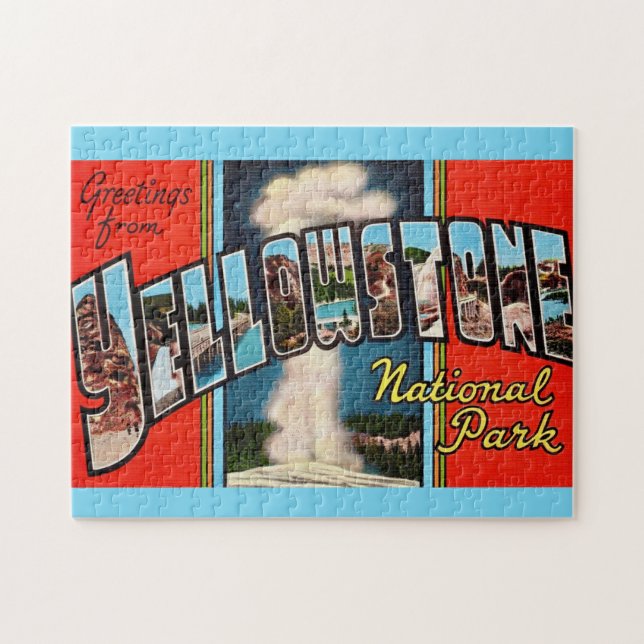Retro Yellowstone National Park-vykort Pussel (Horisontell)