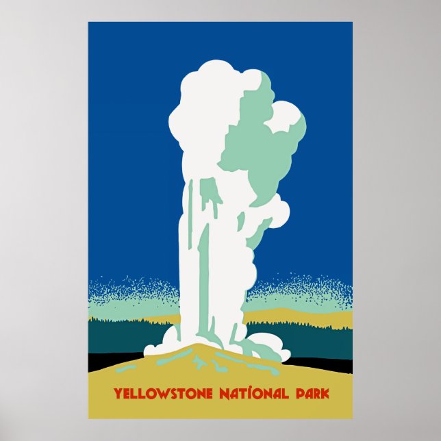 Retro Yellowstone Park Travel och Poster (Framsidan)