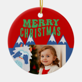 Retro Yeti Whimsical Kids julfoto Julgransprydnad Keramik