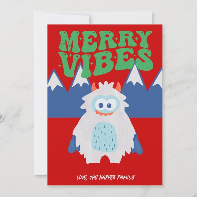 Retro Yeti Whimsical Kids No Photo Julkort (Framsida)