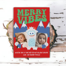 Retro Yeti Whimsical Two Kids Photo jul