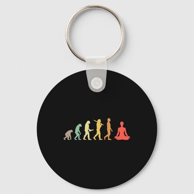 Retro Yoga Evolution Present Till Yogis Och Yogaäl Nyckelring (Framsida)