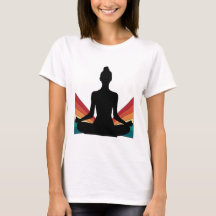 Retro Yoga Flicka Minimalistisk Meditations Pose G
