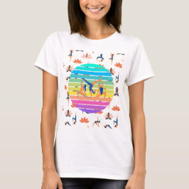 Retro Yoga i Vibrant Flow of Harmonious Färg T Shirt