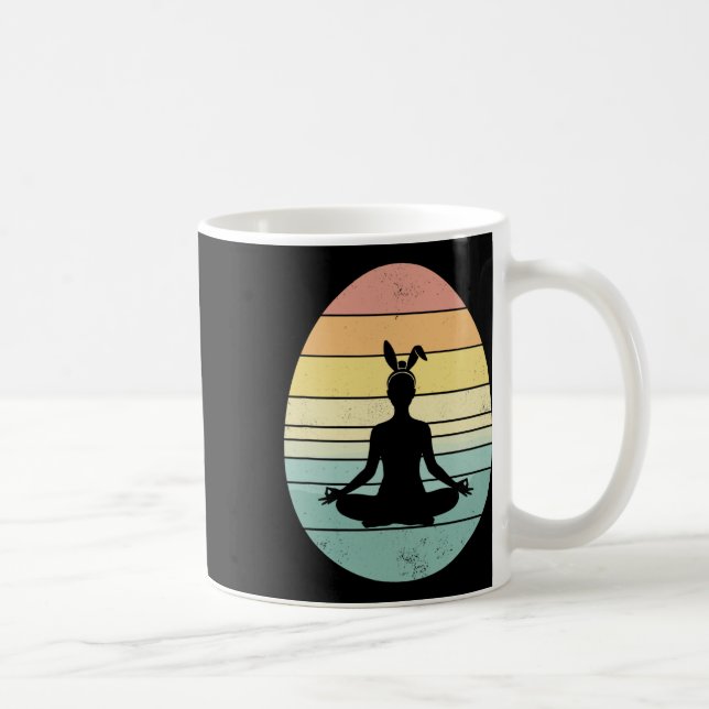Retro Yoga Påskägg Påskdag Meditation Kvinnor  Kaffemugg (Höger)