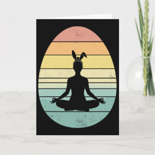 Retro Yoga Påskägg Påskdag Meditation Kvinnor Kort