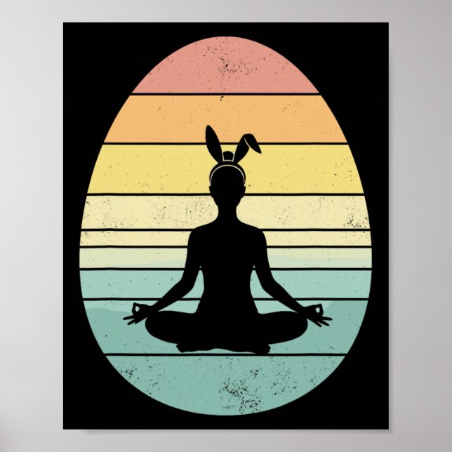 Retro Yoga Påskägg Påskdag Meditation Kvinnor  Poster (Framsidan)