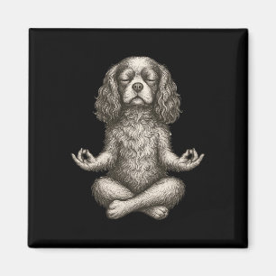 Retro Yogahund Cavalier King Charles Spaniel Rolig Magnet
