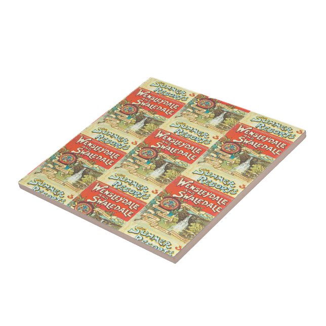 Retro Yorkshire Railroad Tourist Guide Cover Art Kakelplatta (Sidan)