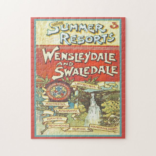 Retro Yorkshire Railroad Tourist Guide Cover Art Pussel (Vertikal)