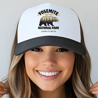 Retro Yosemite Bear Forest Trucker Keps
