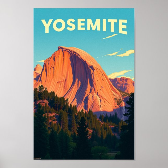Retro Yosemite California Travel Illustration Poster (Framsidan)