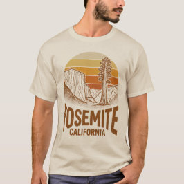 Retro Yosemite Kalifornien Solnedgång Nationalpark T Shirt