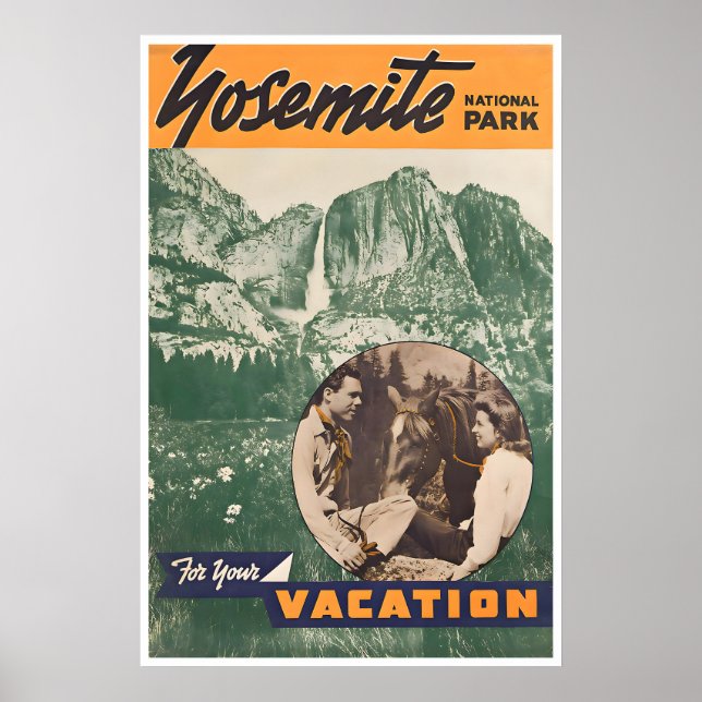 Retro Yosemite Konst Vintage Nationalparker Poster (Framsidan)