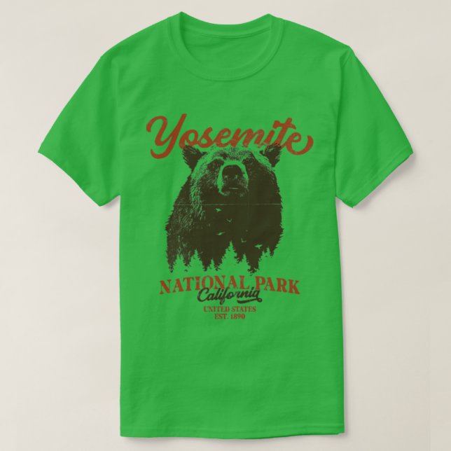 Retro Yosemite National Park California Black Bear T Shirt (Design framsida)