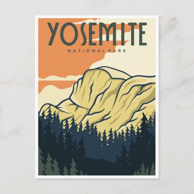 retro Yosemite National Park halv Dome California Vykort (Framsida)
