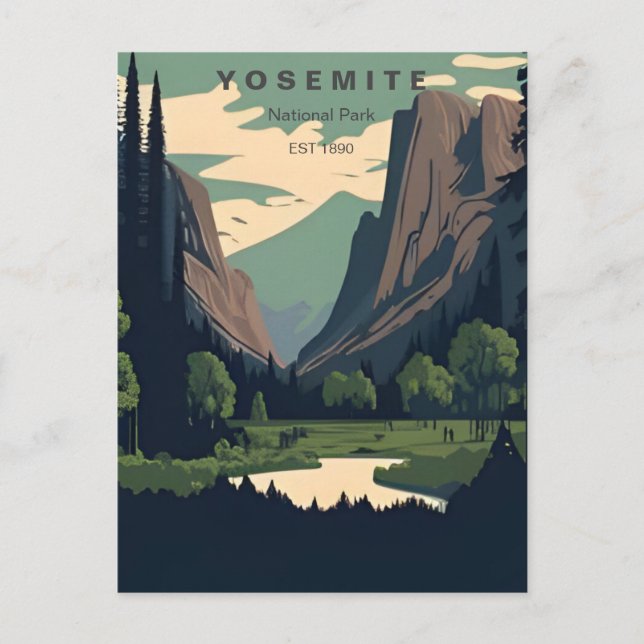 retro Yosemite National Park halv Dome California Vykort (Framsida)