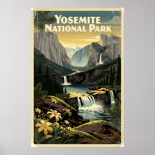Retro Yosemite National Park Poster (Framsidan)