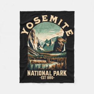 Retro Yosemite National Park Usa Vintage Vandring Fleecefilt