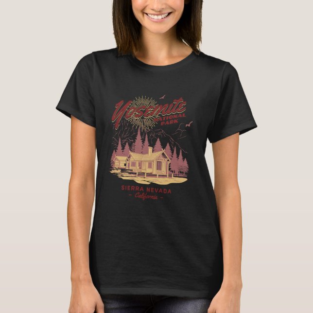 Retro Yosemite National Parker Camping Hiker Tee (Framsida)