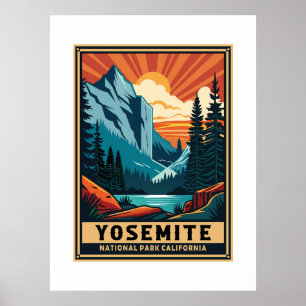 Retro Yosemite nationalpark Poster