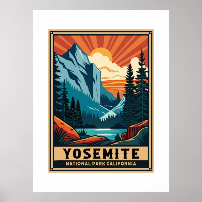 Retro Yosemite nationalpark Poster (Framsidan)