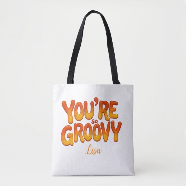 Retro You’re So Groovy Personalized Name 70s  Tygkasse (Framsida)