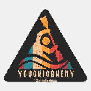 Retro Youghiogheny River Kayaking Triangelformat Klistermärke