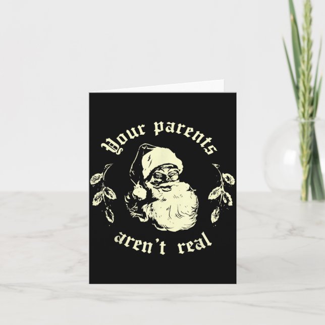 Retro Your Parents Aren't Real Santa Funny Christm Kort (Framsida)